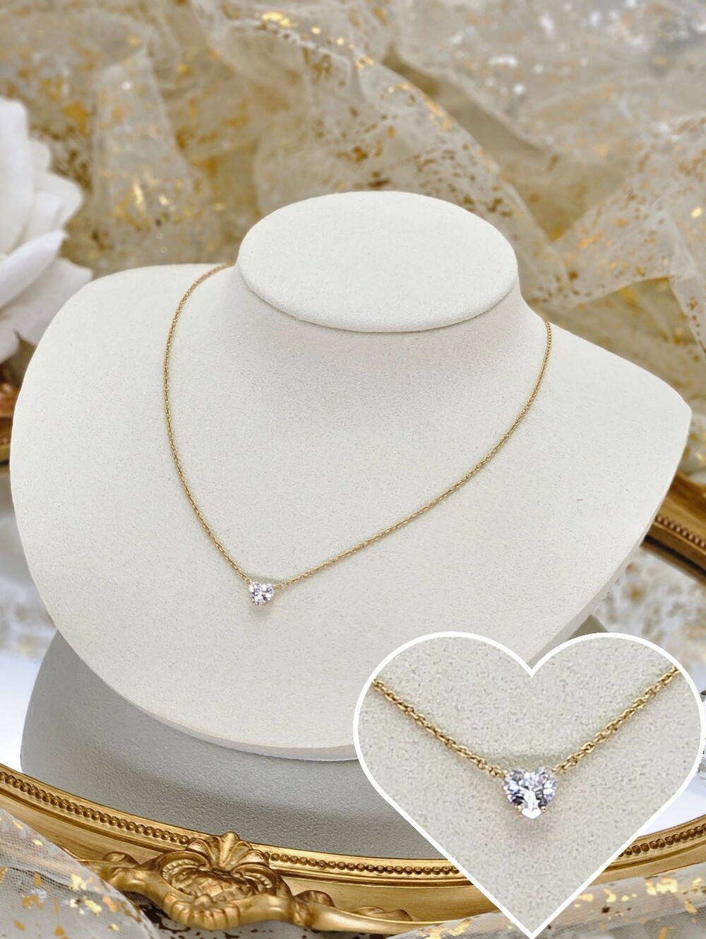 Nadri Heart Pendant Necklace Gold Plated Minimalist Classic Love Dainty Formal